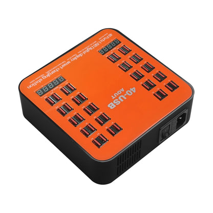 WLX-840 200W 40 Ports USB Digital Display Smart Charging Station AC100-240V, EU Plug (Black+Orange) - Multifunction Charger by buy2fix | Online Shopping UK | buy2fix