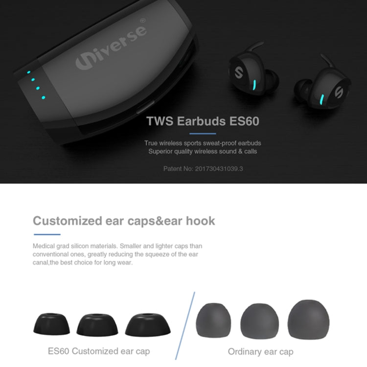 Universe Sweat-proof Earbuds Sports Wireless Bluetooth V4.2 Stereo Headset with Charging Case, For iPhone, Samsung, Huawei, Xiaomi, HTC and Other Smartphones(Black) - Apple Accessories by buy2fix | Online Shopping UK | buy2fix