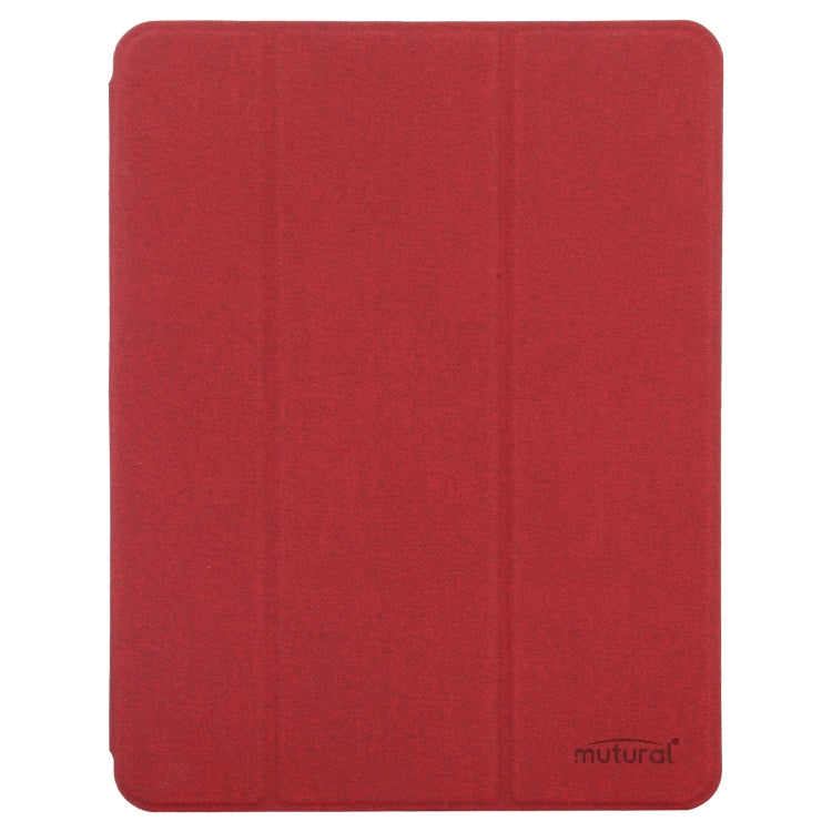 Mutural YASHI Series TPU + PU Cloth Pattern Texture Horizontal Flip Leather Case with Three-folding Holder & Pen Slot & Wake-up / Sleep Function For iPad Air 2022 / 2020 10.9(Red) - iPad Air (2022) / (2020) 10.9 Cases by Mutural | Online Shopping UK | buy2fix