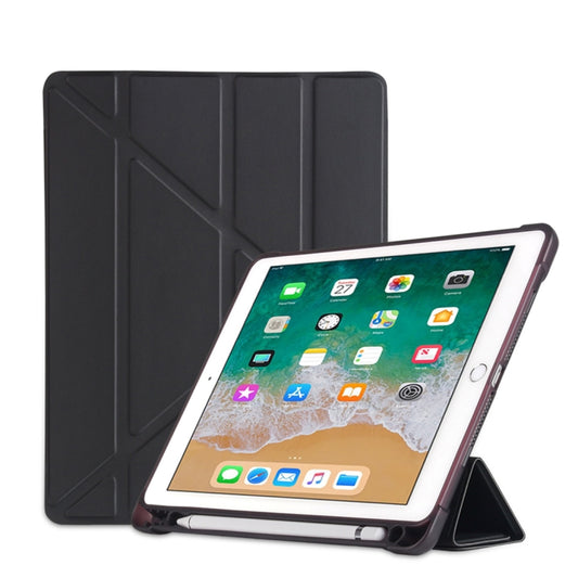 Multi-folding Shockproof TPU Protective Case for iPad 9.7 (2018) / 9.7 (2017) / air / air2, with Holder & Pen Slot(Black) - Apple Accessories by buy2fix | Online Shopping UK | buy2fix