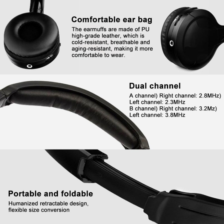 LPT03 Headset Wireless Infrared Dual/Single Channel Earphone (Black) - Apple Accessories by buy2fix | Online Shopping UK | buy2fix