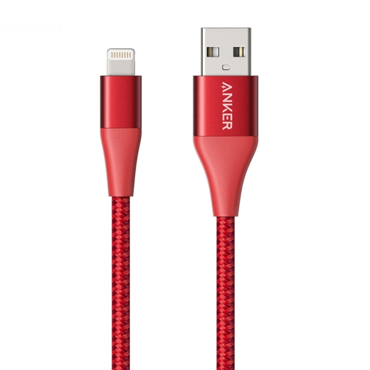 ANKER A8452 Powerline+ II USB to 8 Pin Apple MFI Certificated Nylon Pullable Carts Charging Data Cable, Length: 0.9m(Red) - MFI Cable by ANKER | Online Shopping UK | buy2fix