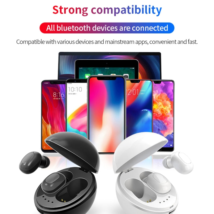 A10 TWS Space Capsule Shape Wireless Bluetooth Earphone with Magnetic Charging Box & Lanyard, Support HD Call & Automatic Pairing Bluetooth(White + Black) - TWS Earphone by buy2fix | Online Shopping UK | buy2fix