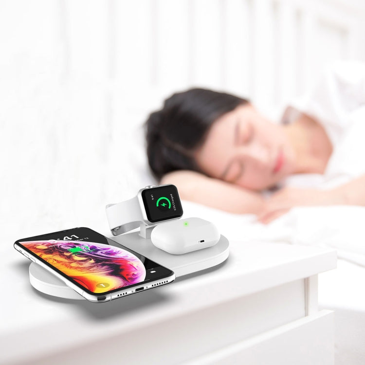 A04 3 in 1 Multi-function Qi Standard Wireless Charger for Mobile Phones & iWatch & AirPods (White) - Apple Accessories by buy2fix | Online Shopping UK | buy2fix