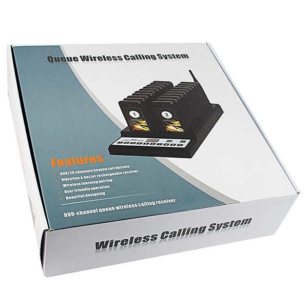 QC100 999 Channel Restaurant Wireless Paging Queuing Calling System with 20 Call Coaster Pagers, EU Plug - Security by buy2fix | Online Shopping UK | buy2fix