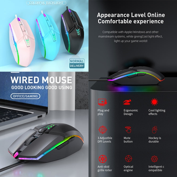 S700 Colorful Light USB Wired Office Gaming Mouse (Blue) - Wired Mice by buy2fix | Online Shopping UK | buy2fix