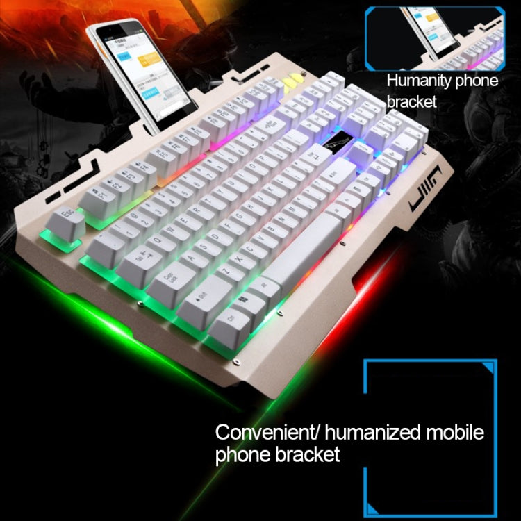 ZGB G700 104 Keys USB Wired Mechanical Feel Glowing Metal Panel Suspension Gaming Keyboard with Phone Holder(Black) - Wired Keyboard by buy2fix | Online Shopping UK | buy2fix