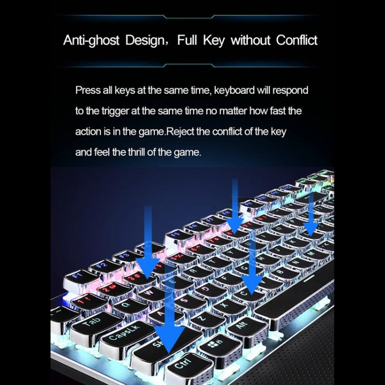 AULA F2088 108 Keys Mixed Light Plating Punk Mechanical Blue Switch Wired USB Gaming Keyboard with Metal Button(Silver) - Wired Keyboard by AULA | Online Shopping UK | buy2fix