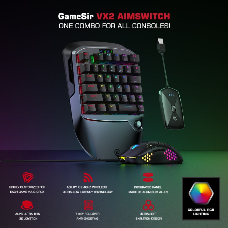 GameSir  VX2 AimSiwtch One-handed Wireless Gaming Keyboard & Mouse Kit(Black) - GameSir Accessories by GameSir | Online Shopping UK | buy2fix