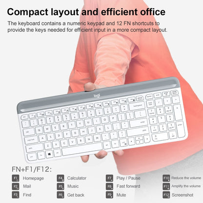 Logitech MK470 Wireless Silence Keyboard Mouse Set (White) - Wireless Keyboard by Logitech | Online Shopping UK | buy2fix