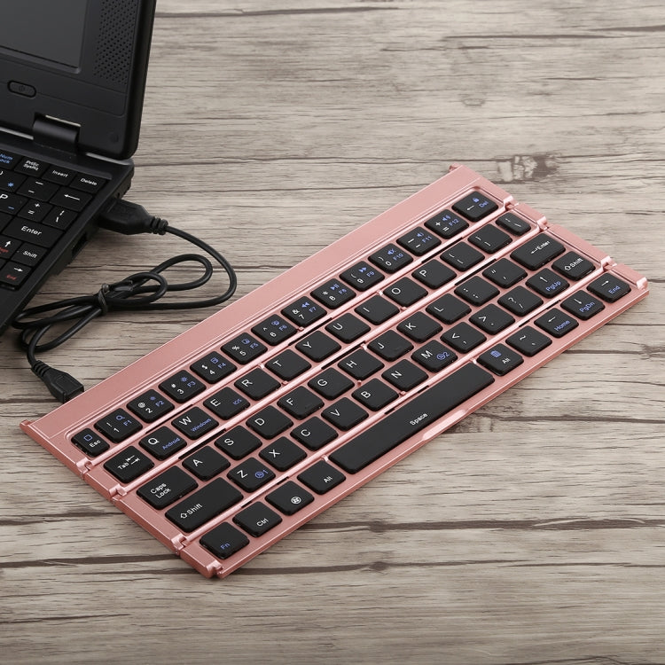 GK808 Ultra-thin Foldable Bluetooth V3.0 Keyboard, Built-in Holder, Support Android / iOS / Windows System(Rose Gold) - Wireless Keyboard by buy2fix | Online Shopping UK | buy2fix