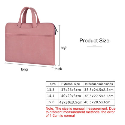 ST06 Waterproof PU Leather Zipper Hidden Portable Strap One-shoulder Handbag for 14.1 inch Laptops, with Suitcase Belt (Pink) - 14.1 inch by buy2fix | Online Shopping UK | buy2fix