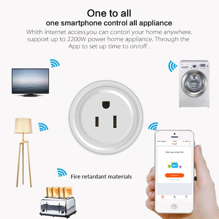 10A Round Shape WiFi Mini Plug APP Remote Control Timing Smart Socket Works with Alexa & Google Home, AC 100-240V, US Plug - Smart Socket by buy2fix | Online Shopping UK | buy2fix