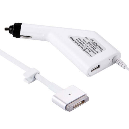 85W 20V 4.25A 5 Pin T Style MagSafe 2 Car Charger with 1 USB Port for Apple Macbook A1398 / A1424 / MC975 / MC976 / ME664 / ME665, Length: 1.7m (White) - Cable & Adapter by buy2fix | Online Shopping UK | buy2fix