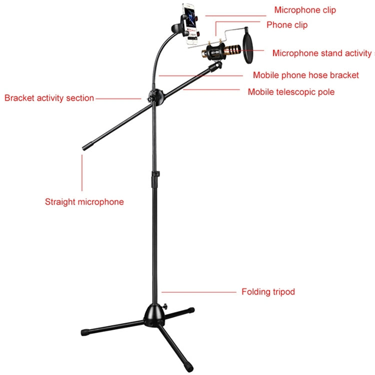 RODD NB-108 Karaoke Phone Microphone Tripod Scissor Arm Stand Holder, For Studio Recording, Live Broadcast, Live Show, KTV, etc. - Consumer Electronics by buy2fix | Online Shopping UK | buy2fix