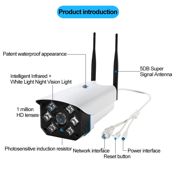 J-06 Indoor and Outdoor 1.0MP Wireless Wifi IP IR Camera, Support Infrared Night Vision / Motion Detection / TF Card (64GB Max), IR Distance: 50m - Security by buy2fix | Online Shopping UK | buy2fix