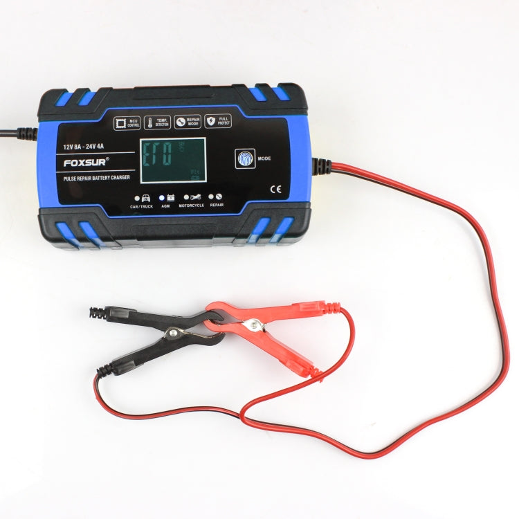 FOXSUR 12V-24V Car Motorcycle Truck Repair Battery Charger AGM Charger, UK Plug (Blue) - Battery Charger by FOXSUR | Online Shopping UK | buy2fix