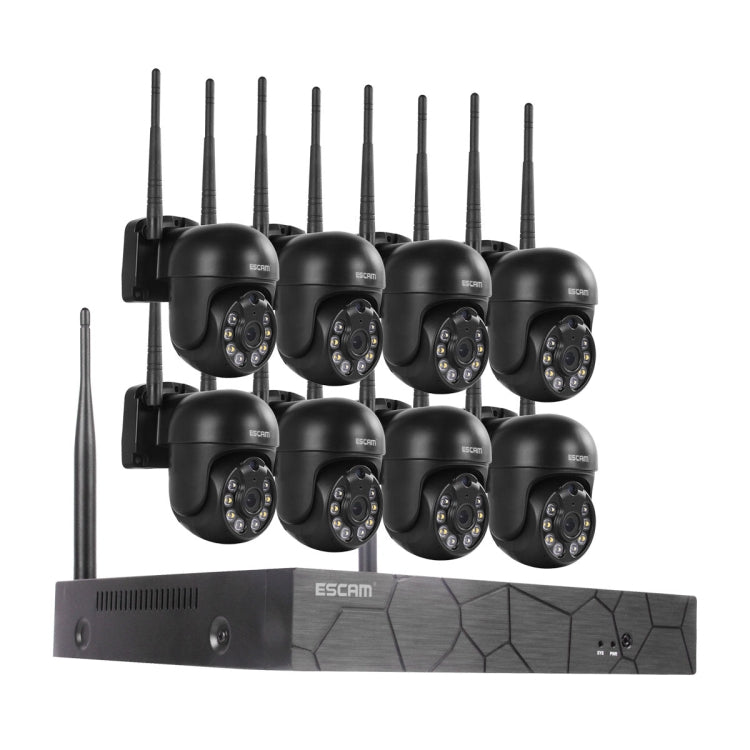 ESCAM WNK618 3.0 Million Pixels 8-channel Wireless Dome Camera HD NVR Security System, Support Motion Detection & Two-way Audio & Full-color Night Vision & TF Card, EU Plug - Security by ESCAM | Online Shopping UK | buy2fix