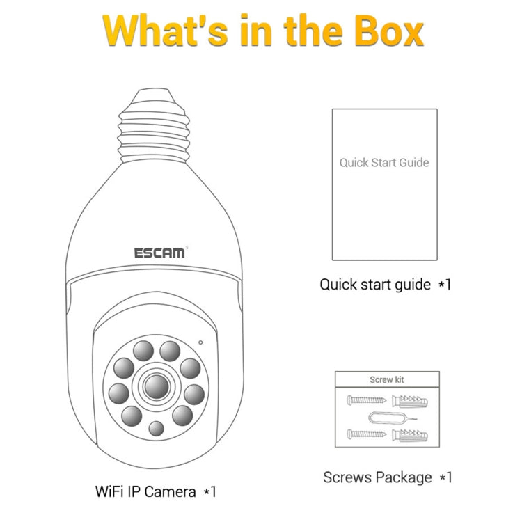 ESCAM PT208 1080P HD Light Bulb WiFi Camera, Support Motion Detection, Two-way Audio, Night Vision, TF Card - Light Bulb Camera by ESCAM | Online Shopping UK | buy2fix