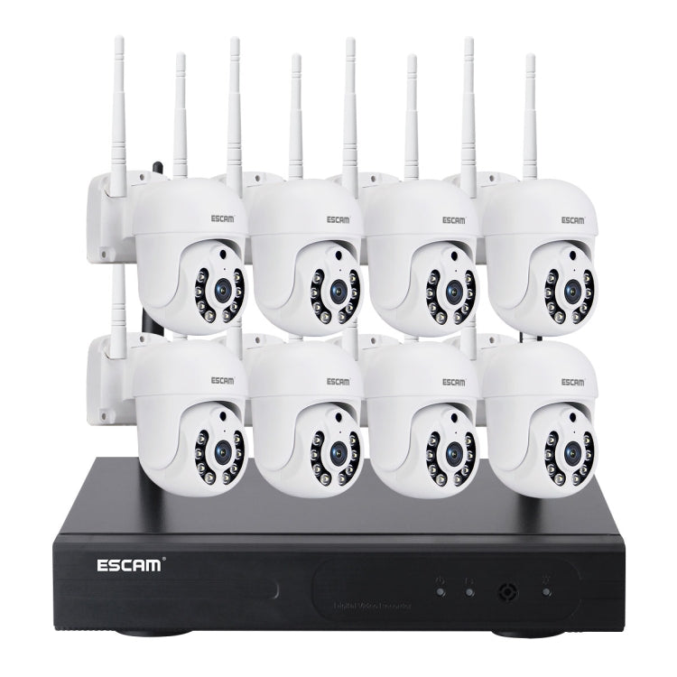 ESCAM WNK718 HD 3.0 Million Pixels 8-channel Wireless + 8IPC Wireless NVR Security System, US Plug - Security by ESCAM | Online Shopping UK | buy2fix