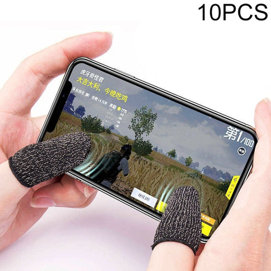 10 PCS Nylon + Conductive Fiber Non-slip Sweat-proof Mobile Phone Game Touch Screen Finger Cover for Thumb / Index Finger(Black) - Gaming Finger Sleeves by buy2fix | Online Shopping UK | buy2fix