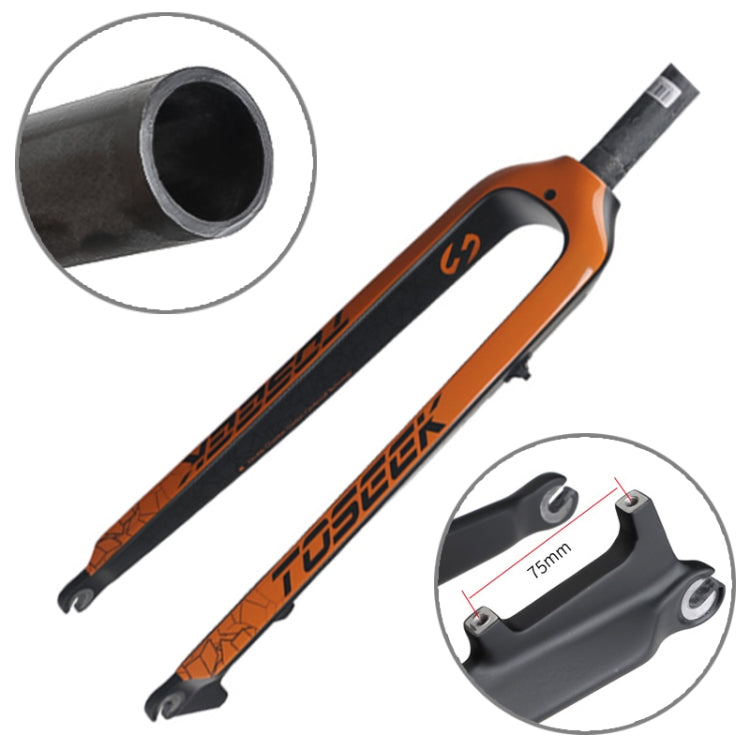 TOSEEK Ultra Light 26 Inch 385mm Mountain Bike Full Carbon Front Fork Straight Tube Disc Brake(Orange) - Front Fork by TOSEEK | Online Shopping UK | buy2fix