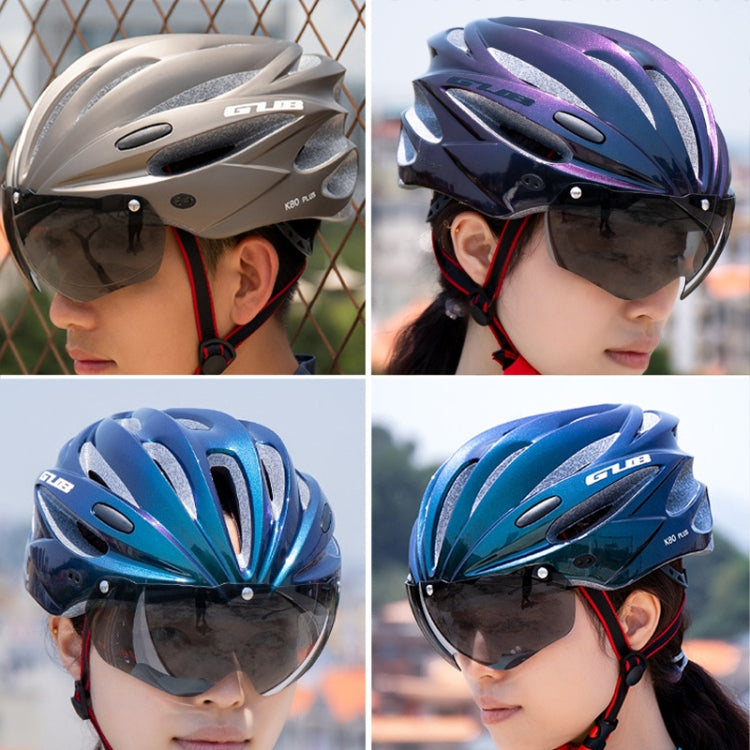 GUB K80 Plus Bike Helmet With Visor And Goggles(Gradient Purple) - Protective Helmet & Masks by GUB | Online Shopping UK | buy2fix