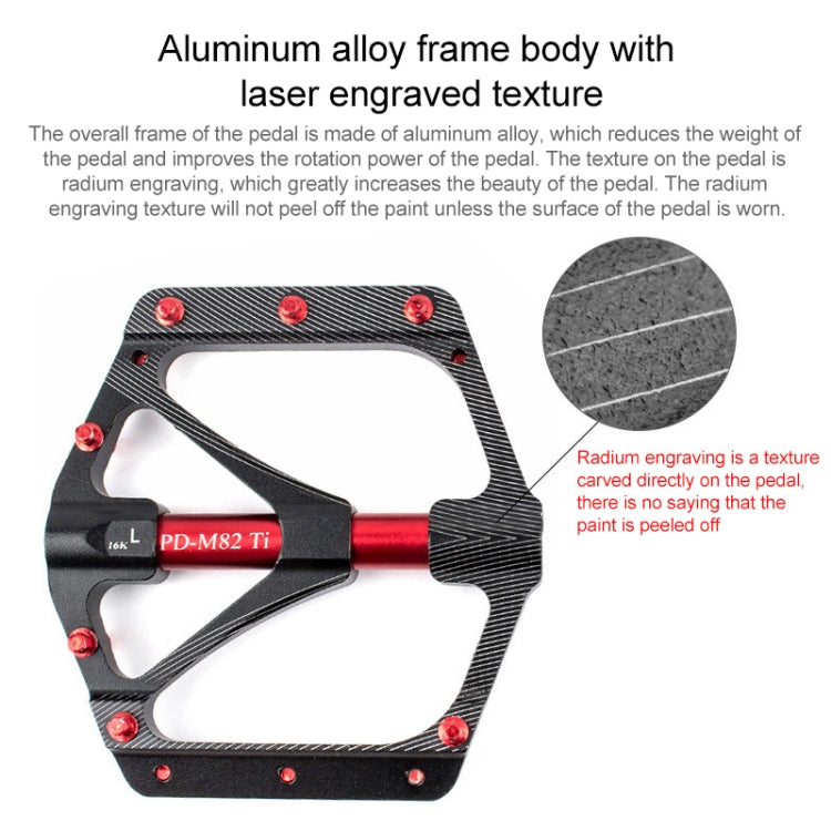 PROMEND PD-M82-TI 1 Pair Mountain Bicycle Titanium Alloy Shaft 3-Bearings Wide Pedals (Red) - Outdoor & Sports by PROMEND | Online Shopping UK | buy2fix