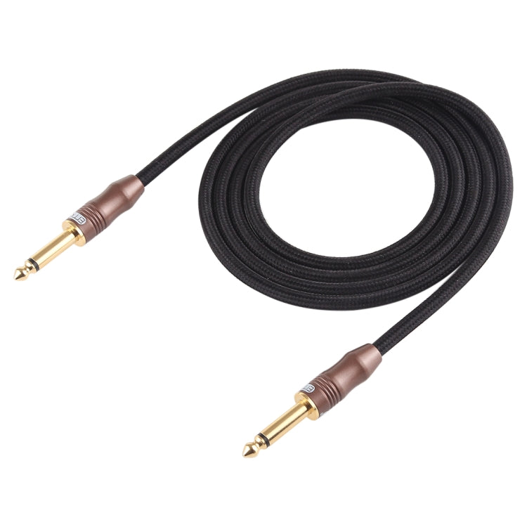 EMK 6.35mm Male to Male 3 Section Gold-plated Plug Cotton Braided Audio Cable for Guitar Amplifier Mixer, Length: 1.5m(Black) - Consumer Electronics by EMK | Online Shopping UK | buy2fix