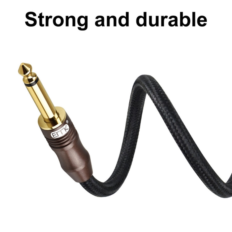 EMK 6.35mm Male to Male 3 Section Gold-plated Plug Cotton Braided Audio Cable for Guitar Amplifier Mixer, Length: 1.5m(Black) - Consumer Electronics by EMK | Online Shopping UK | buy2fix