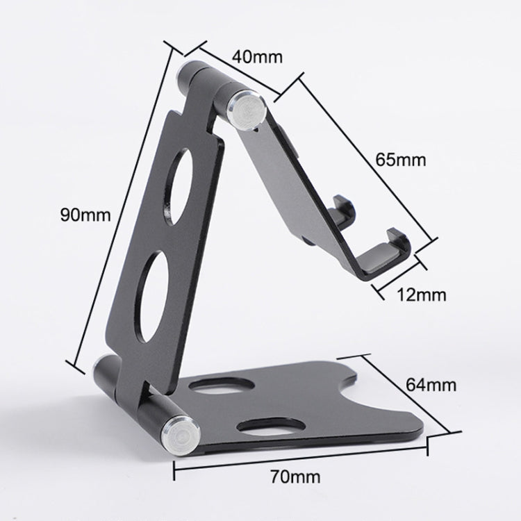 ROOSTAND R2 Aluminum Alloy Mobile Desktop Tablet Bracket Double Folding Lazy Artifact, Size: 6.4x7x9cm(Black) - Desktop Holder by buy2fix | Online Shopping UK | buy2fix