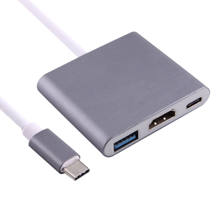 USB-C / Type-C 3.1 Male to USB-C / Type-C 3.1 Female & HDMI Female & USB 3.0 Female Adapter(Grey) - Computer & Networking by buy2fix | Online Shopping UK | buy2fix