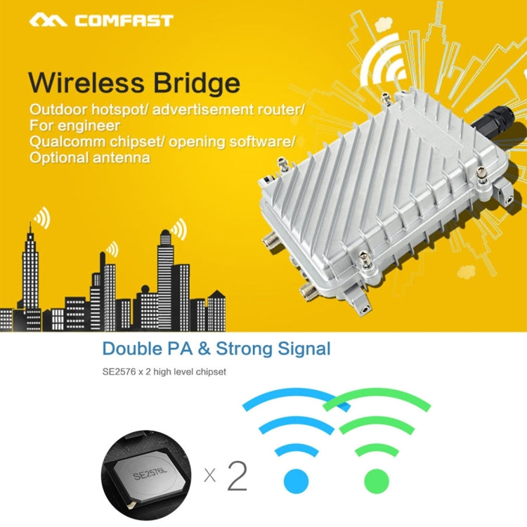 COMFAST CF-WA700 Qualcomm AR9341 300Mbps/s Outdoor Wireless Network Bridge with Dual Antenna 48V POE Adapter & AP / Router Mode, Classfication Function, 85 Devices Connecting Synchronously - Network Hardware by COMFAST | Online Shopping UK | buy2fix