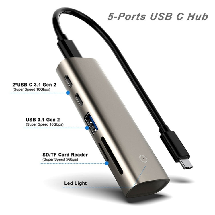 Rocketek HC463 USB3.1 Gen2  to Type-C 3.1 + USB 3.1 + SD / TF 6 in 1 HUB Adapter - Computer & Networking by ROCKETEK | Online Shopping UK | buy2fix