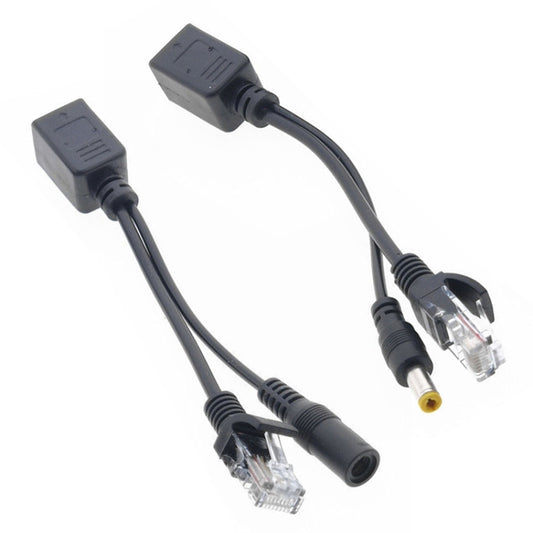 2 in 1 RJ45 POE Injector and Splitter Cable Set with 2.1x 5.5mm Female & Male DC Jack(Black) - Security by buy2fix | Online Shopping UK | buy2fix