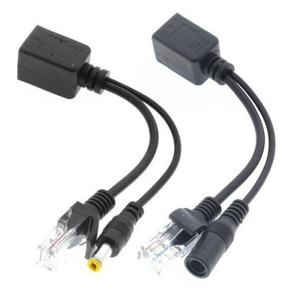 2 in 1 RJ45 POE Injector and Splitter Cable Set with 2.1x 5.5mm Female & Male DC Jack(Black) - Security by buy2fix | Online Shopping UK | buy2fix
