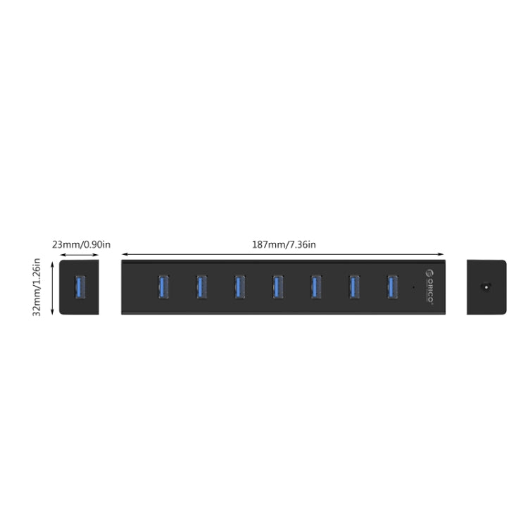 ORICO H7013-U3 ABS Material Desktop 7 Ports USB 3.0 HUB with 1m USB Cable(Black) - USB 3.0 HUB by ORICO | Online Shopping UK | buy2fix