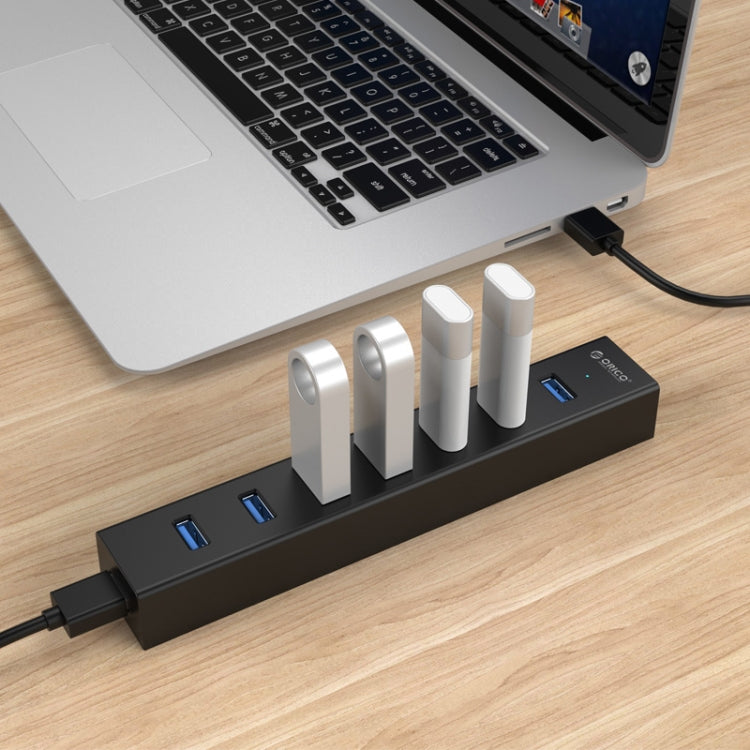 ORICO H7013-U3 ABS Material Desktop 7 Ports USB 3.0 HUB with 1m USB Cable(Black) - USB 3.0 HUB by ORICO | Online Shopping UK | buy2fix