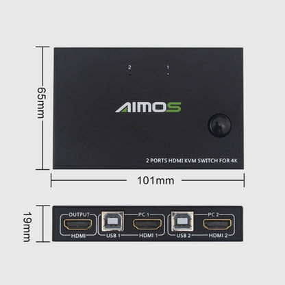 AM-KVM201 4K Ultra HD Metal Case 2 In 1 Out HDMI KVM Switch - Computer & Networking by buy2fix | Online Shopping UK | buy2fix