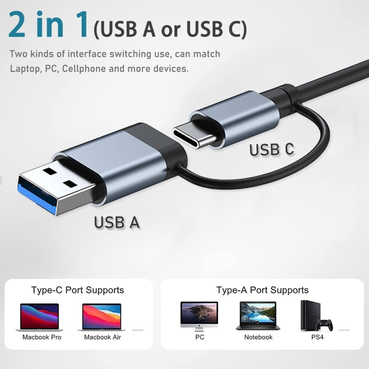 BYL-2208 5 in 2 USB + USB-C / Type-C to USB Multifunctional Docking Station HUB Adapter - Computer & Networking by buy2fix | Online Shopping UK | buy2fix