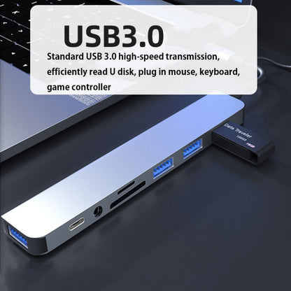 BYL-2218TU 8 in 1 USB + USB-C / Type-C to USB Multifunctional Docking Station HUB Adapter - Computer & Networking by buy2fix | Online Shopping UK | buy2fix