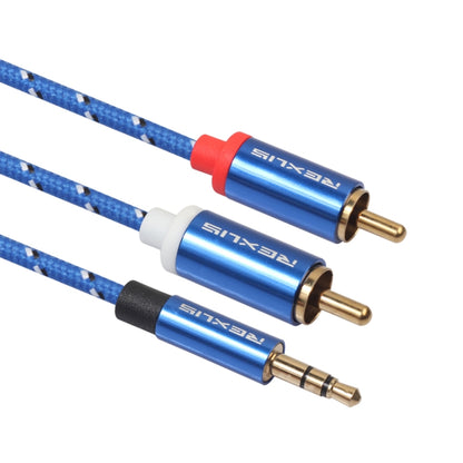 REXLIS 3610 3.5mm Male to Dual RCA Gold-plated Plug Blue Cotton Braided Audio Cable for RCA Input Interface Active Speaker, Length: 0.5m - RCA Cable by REXLIS | Online Shopping UK | buy2fix