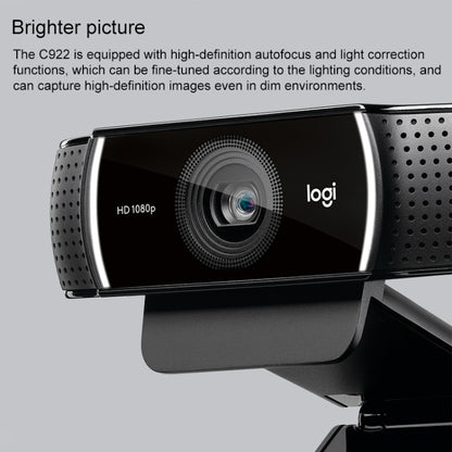 Logitech C922 HD 1080P Auto Focus Webcam with 2 Omnidirectional Microphones - HD Camera by Logitech | Online Shopping UK | buy2fix