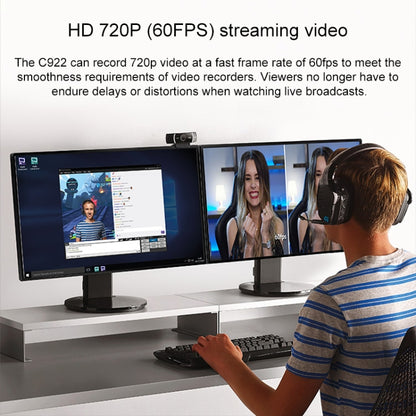 Logitech C922 HD 1080P Auto Focus Webcam with 2 Omnidirectional Microphones - HD Camera by Logitech | Online Shopping UK | buy2fix