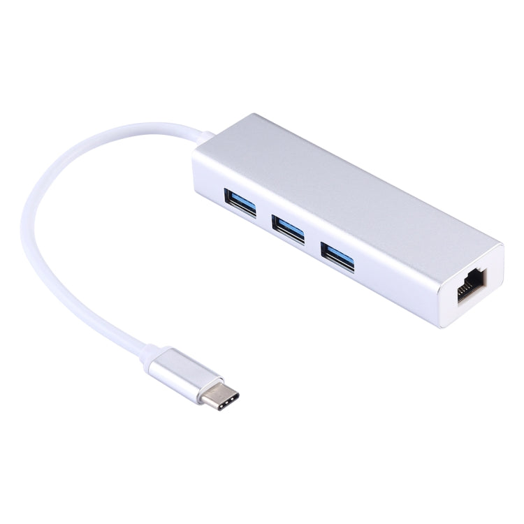 Aluminum Shell 3 USB3.0 Ports HUB + USB-C / Type-C Gigabit Ethernet Adapter - Computer & Networking by buy2fix | Online Shopping UK | buy2fix