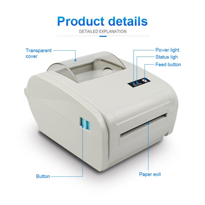 POS-9210 110mm USB +  Bluetooth POS Receipt Thermal Printer Express Delivery Barcode Label Printer, EU Plug(White) - Consumer Electronics by buy2fix | Online Shopping UK | buy2fix