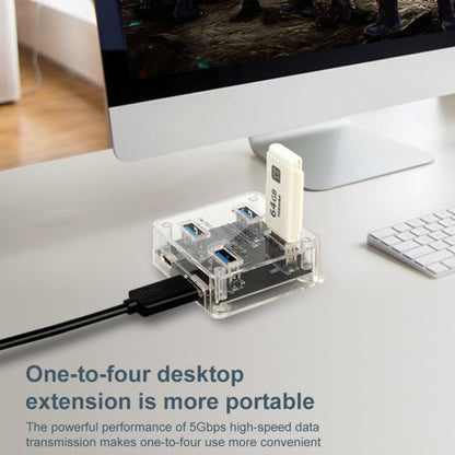 USB3.0 4 in 1 Multifunctional Desktop Square Transparent HUB - USB HUB by buy2fix | Online Shopping UK | buy2fix