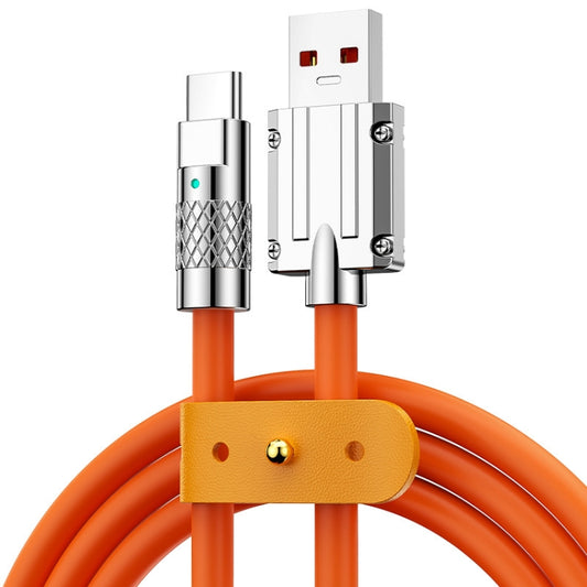Mech Series 6A 120W USB to USB-C / Type-C Metal Plug Silicone Fast Charging Data Cable, Length: 1.2m(Orange) -  by buy2fix | Online Shopping UK | buy2fix