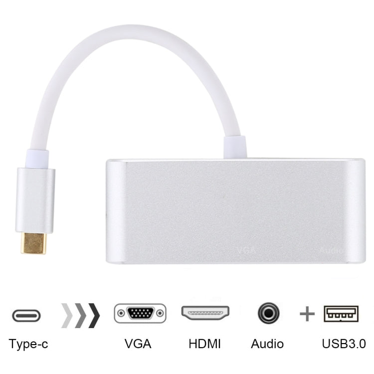 USB 2.0 + Audio Port + VGA + HDMI to USB-C / Type-C HUB Adapter (Silver) - Computer & Networking by buy2fix | Online Shopping UK | buy2fix