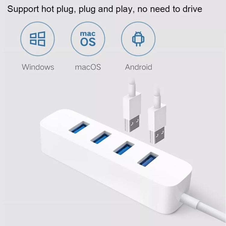 Original Xiaomi 4 Ports USB3.0 Hub with Stand-by Power Supply Interface USB Hub Extender Extension Connector Adapter(White) - Lan Cable and Tools by Xiaomi | Online Shopping UK | buy2fix